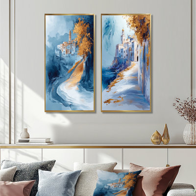 Ensemble de 2 pièces d'art marocain Rabat bleu Kasbah I - Maroc