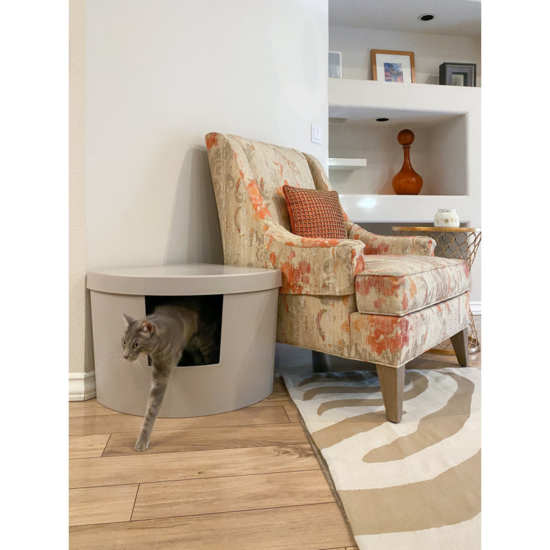 Grand bac à litière d'angle pour chat, 16.5" H x 25" W x 17.5" D, Taupe