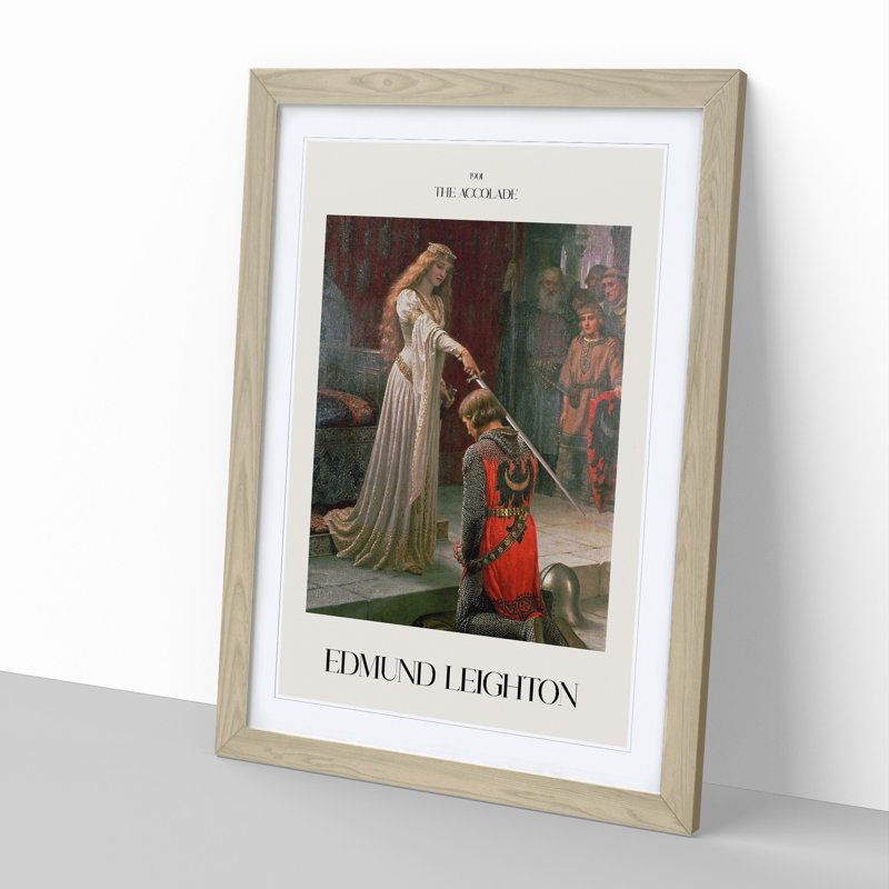 The Accolade by Edmund Leighton - Picture Frame Painting, Oak Framed, 48cm H x 36cm W x 2cm D