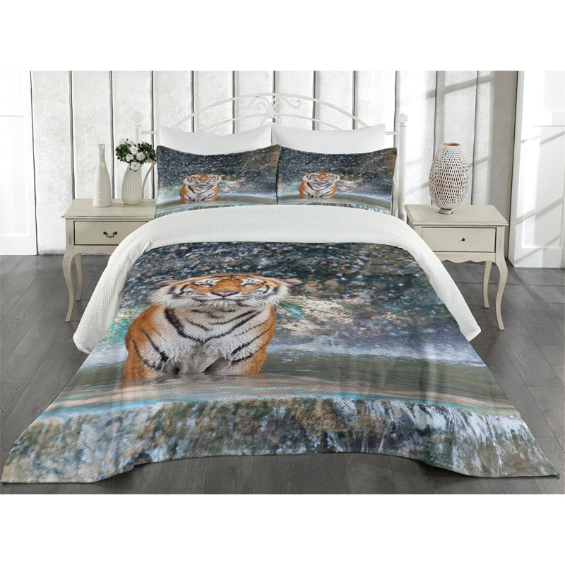 Exotic Wildlife Tiger Print Twin Bedspread Set