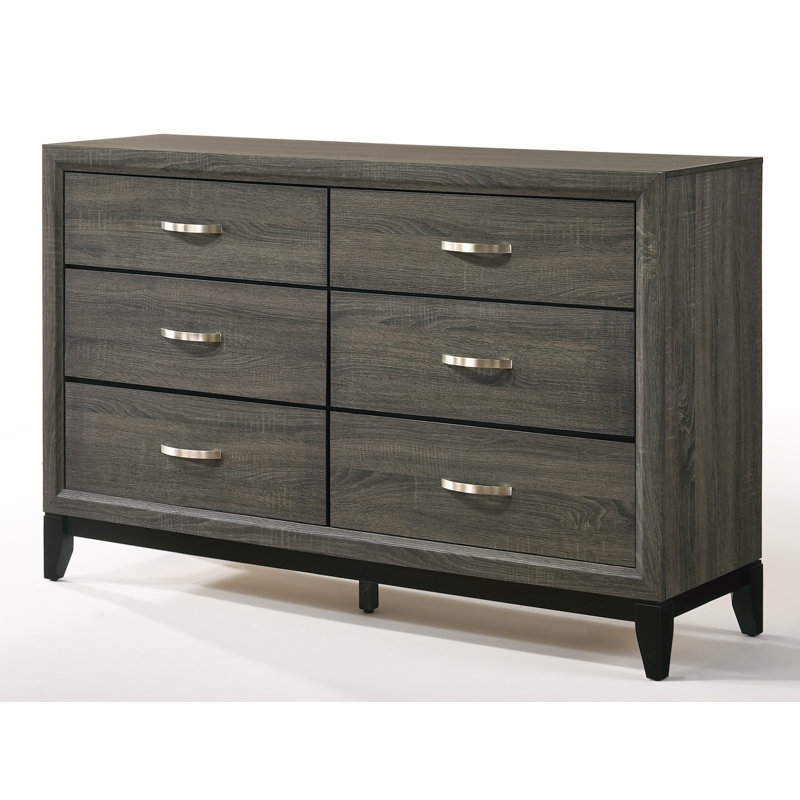Aarit 6-Drawer Double Dresser in Weathered Gray