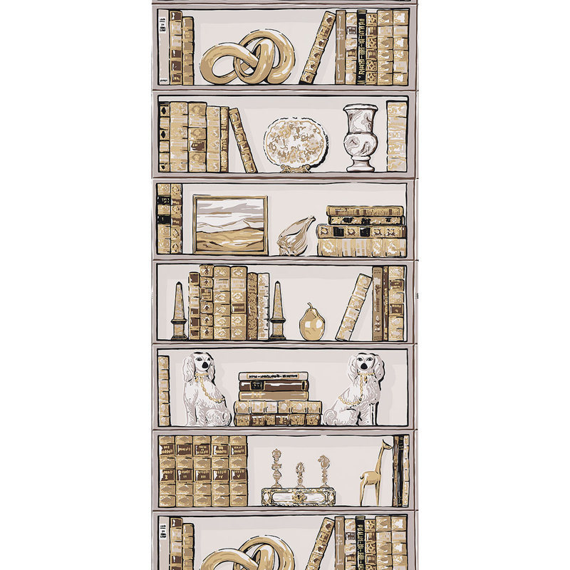 Natalies Library Wallpaper, Mocha