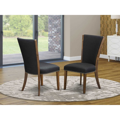  Chaises de salle à manger Parson en noyer et garniture cloutée en noyer, ensemble de 2 chaises