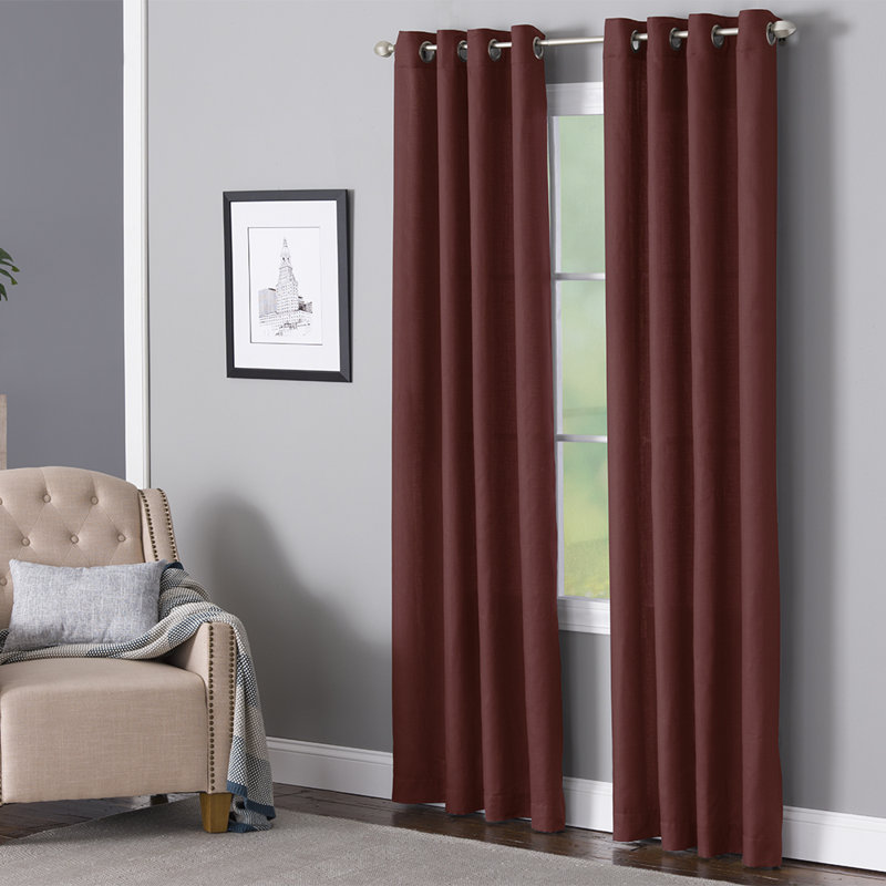 Wein Polyester / Cotton Light-Filtering Solid Color Curtain Panel with Grommet Top, 50" x 84", Brick