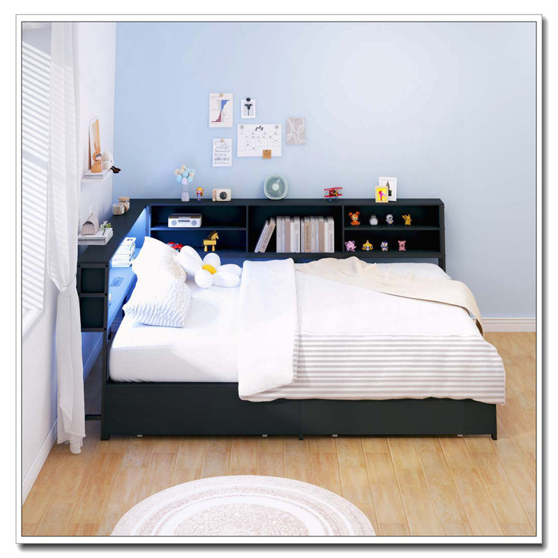 Lit de jour double en coin, Noir
