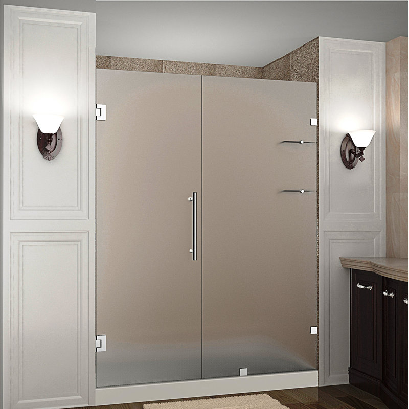 Nautis GS 33" W x 72'' H Hinged Frameless Shower Door, Chrome