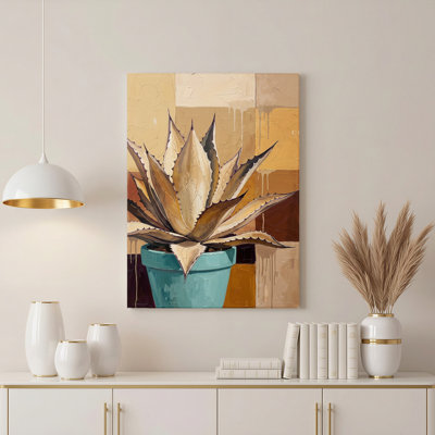 «Gallery Wrap», art mural sur toile pour le salon, la chambre à coucher, le bureau ou le vestibule - décoration murale décorative avec plante du désert