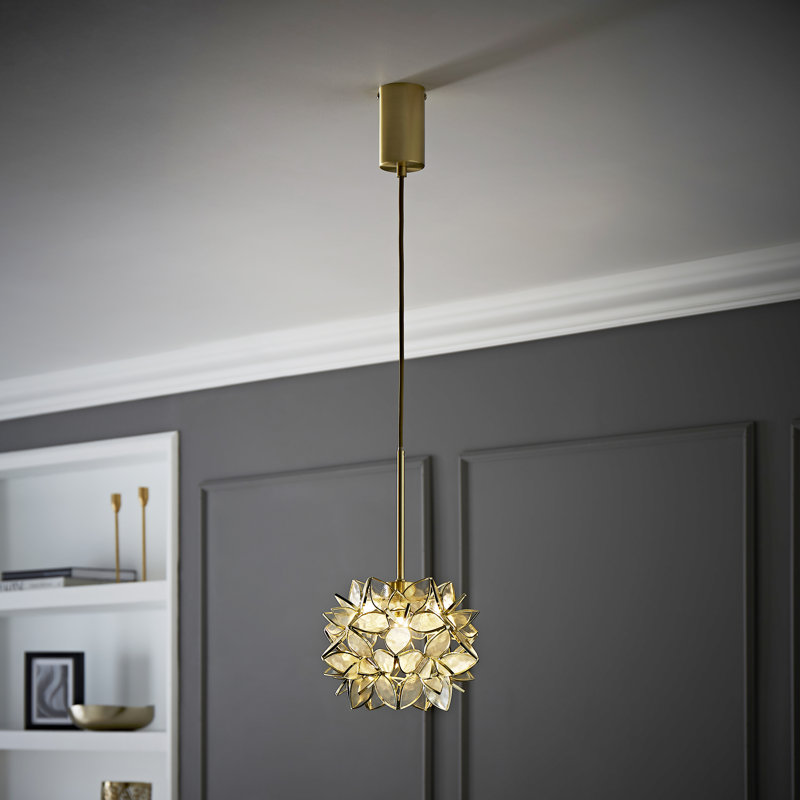 Allissia 1 - Light Brushed Gold Pendant, Clear