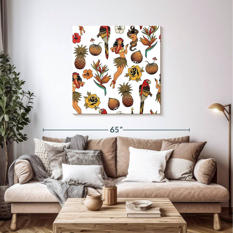 Motif hawaïen tropical Kerner, H 39 po x l 39 po