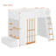 Lit mezzanine en bois avec tablettes de rangement et tiroir accessible à deux côtés, cadre de lit mezzanine à deux tons pour enfants-133661446-133661448