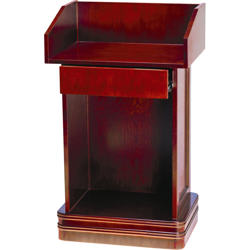 Cherry Hardwood Floor Model Podium with Storage Drawer
