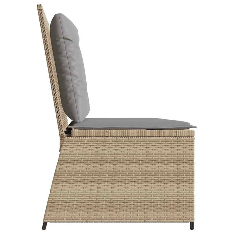 Poly Rattan Outdoor Bench, Beige, Grey