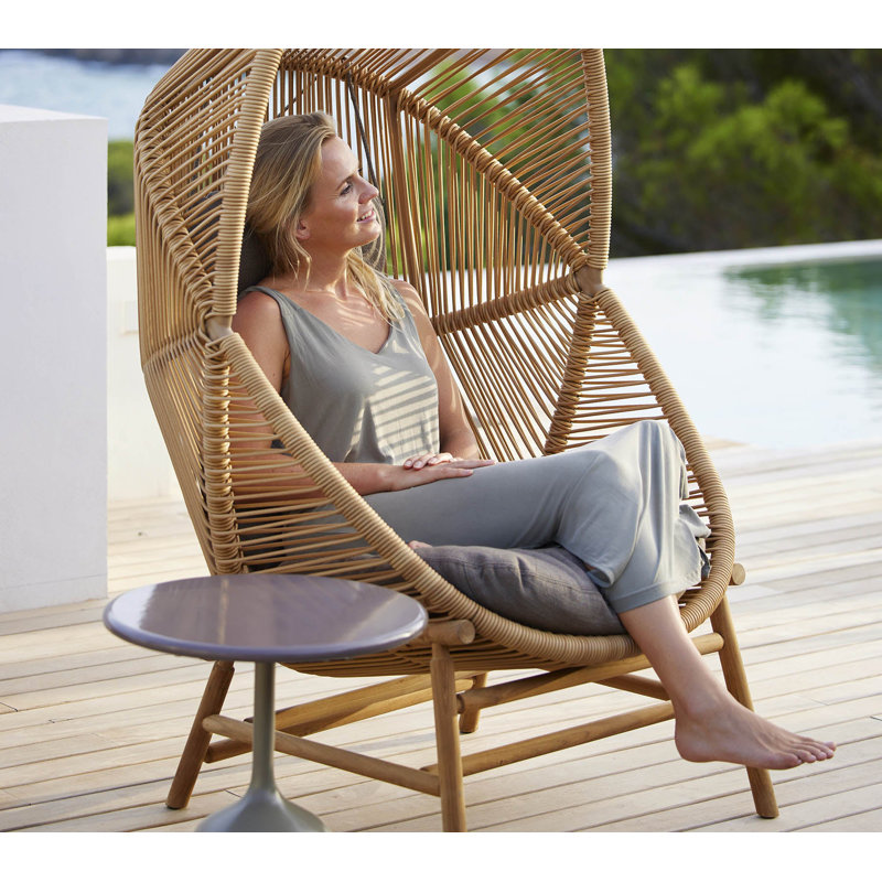 Hive Patio Chair in Natural Teak Base with Cushions, Natural