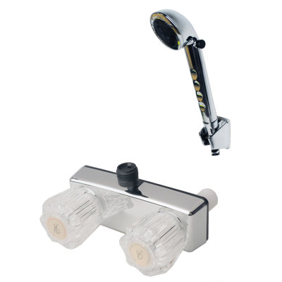RV/Motorhome Two Handle Non-Metallic Shower Diverter with Matching Hand Held Shower Set