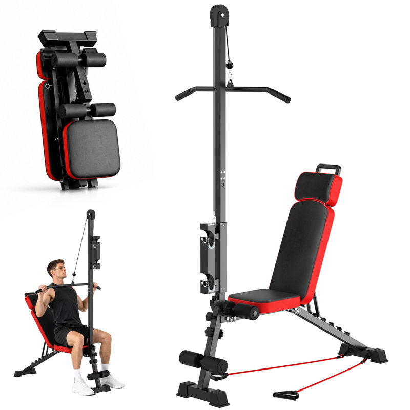 Banc de musculation multifonctionnel avec poulie et dossier réglable
