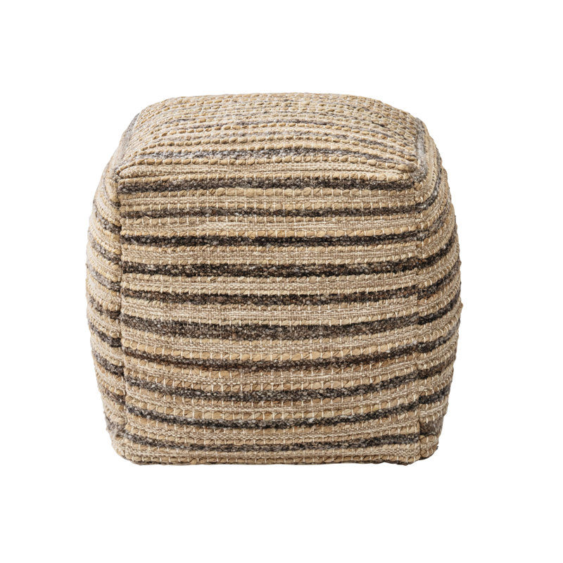 Yinka 18"H Striped Upholstered Pouf Ottoman