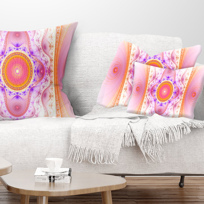 Coussin lombaire à motif abstrait fractal, Rose