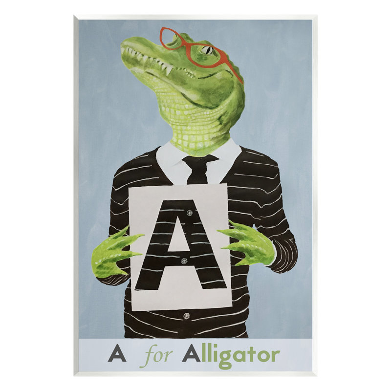 Ax-432-Wood, Éducatif «A for Alligator On» par Coco De Paris, H 19 po x l 13 po x P 0,5 po