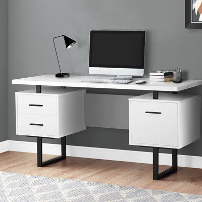 Computer Desk, Home Office, Laptop, Left, Right Set-Up, Storage Drawers, 60"L, Work, Laminate Metal, Contemporary, Modern