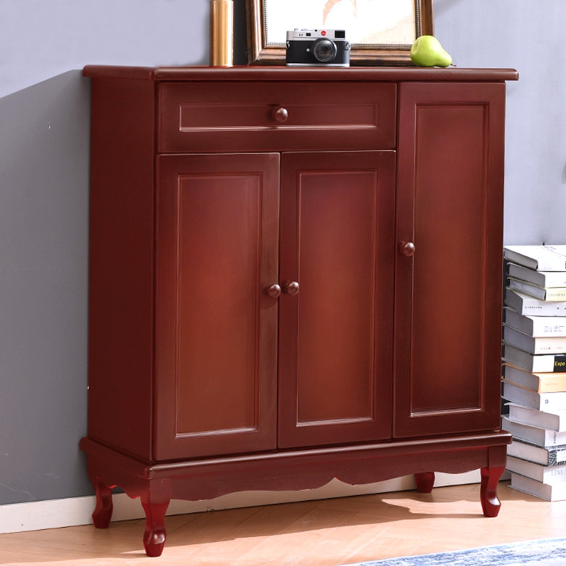 Banc de rangement en bois manufacturé Red Coffe, Café rouge