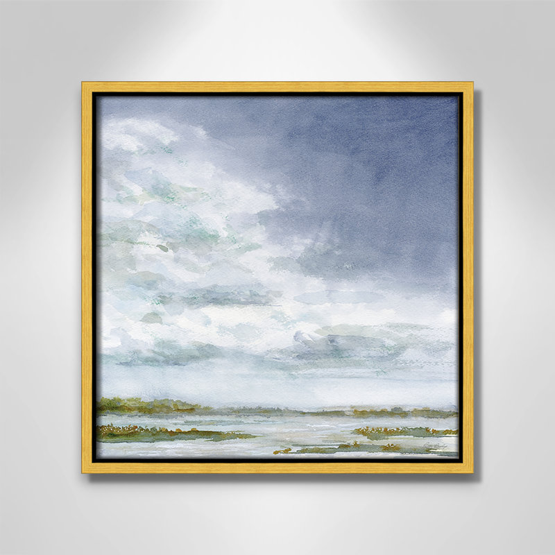 Nuage à droite - reproduction carrée par Patti Bishop, H 13,5 po x l 13,5 po, Doré