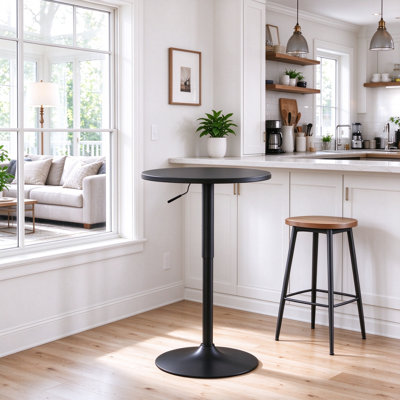 Table bistro de 23,6 po de largeur et hauteur réglable avec base à piédestal pour îlot de cuisine et bar pour la maison