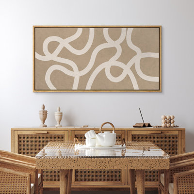 Abstract Beige Geometric Line Horizontal Art Prints Minimalist Modern Panoramic Wall Art Neutral