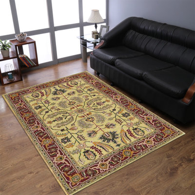 Cowley HAND TUFTED WOOL ECO-FRIENDLY AREA RUGS, Gold Red Color, Oriental Design -  Alcott HillÂ®, TRPT3554 42717829