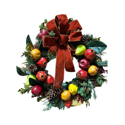 24" Christmas Decorated Wreath Bostonian with Battery Operated Lights