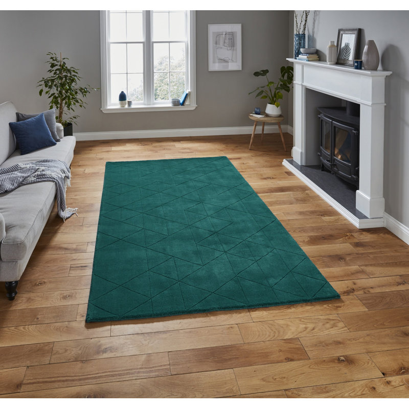 Tufted Wool Jewel Green Rug, Rectangle 120 x 170cm