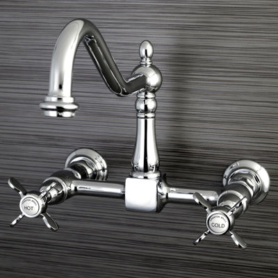 Kingston Brass Essex Double-Handle Wall-Mount Bridge Kitchen Faucet