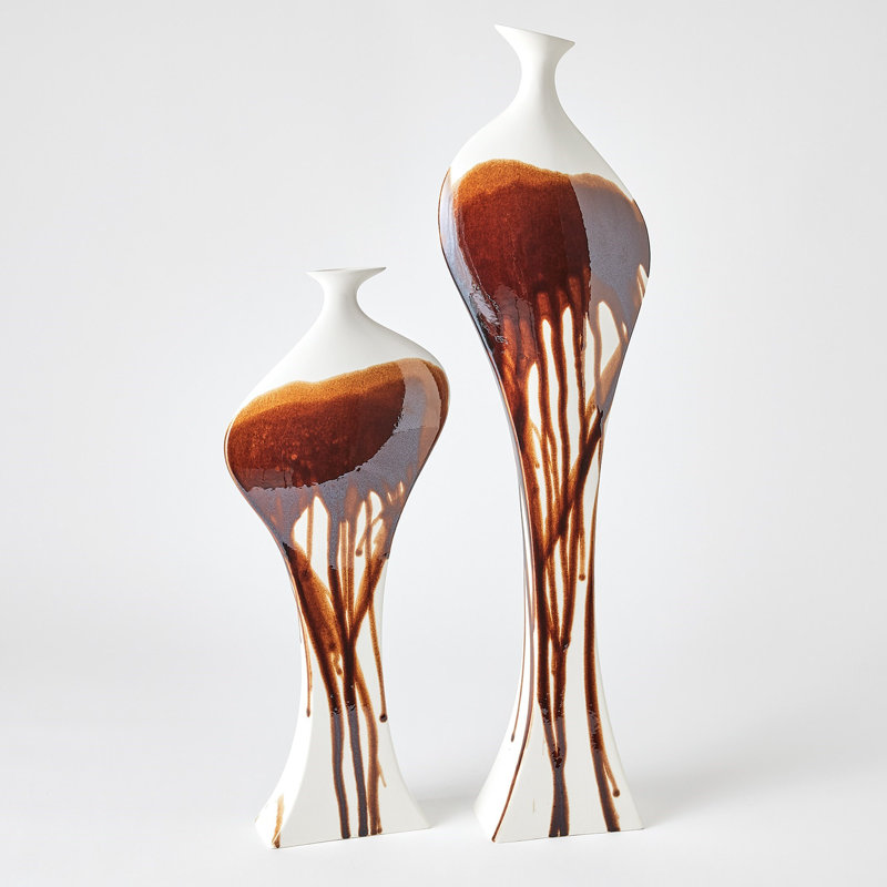 Curvy Handmade Ceramic Decorative Bottles, 22.25" H x 9.25" W x 3" D