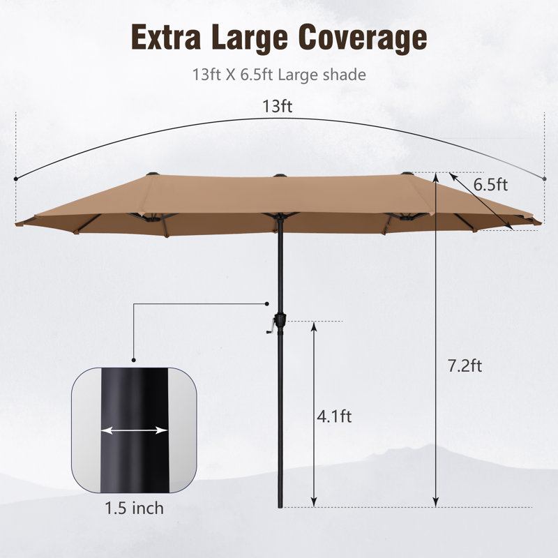 Parasol de marché rectangulaire 13 pi Aletse, Orange brun