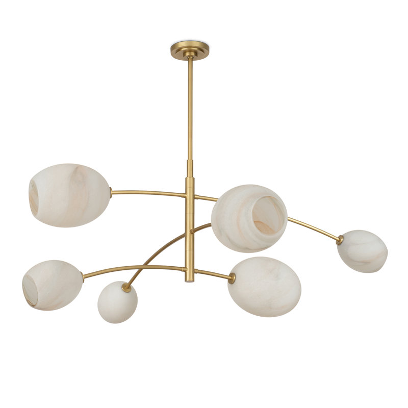 Artemis Chandelier, Alabaster, Natural Brass