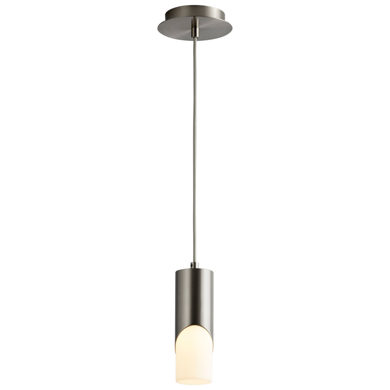 Luminaire suspendu cylindrique à 1 lumière DEL Gator, H 129,25 po x l 5,88 po x P 5,88 po, Nickel satiné