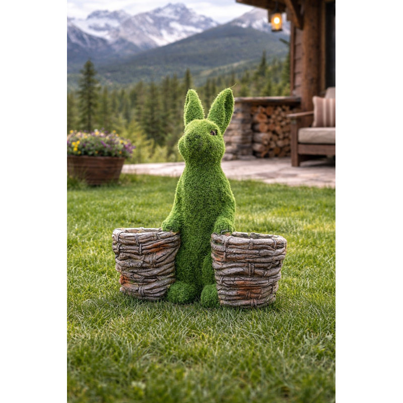 Green Turf Bunny With Double Basket Planters