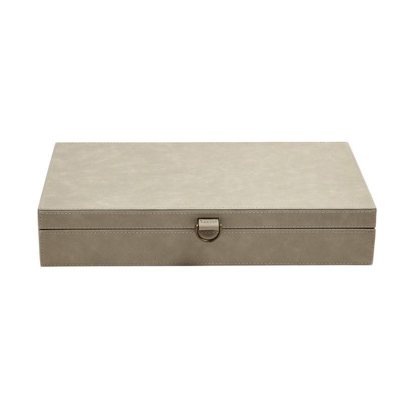 Boîte à bagues en cuir marbré, Gris clair, H 3,25 po x l 9 po x P 17 po