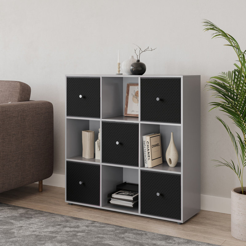 93cm H x 12cm W Solid Wood Standard Bookcase, Grey/Black