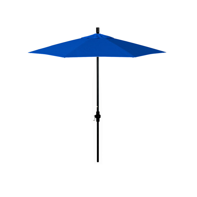 Parasol de marché 90 po Sunbrella, Matted Black, Canvas Pacific Blue Sunbrella® Canvas