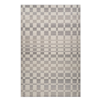 7' X 10' Gray and Beige Checkered Distressed Area Rug