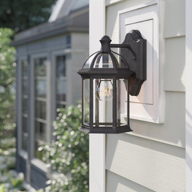Affric Glass Outdoor Wall lantern in Textured Black, Textured Black, 10.5" H x 5.5" W x 5.5" D