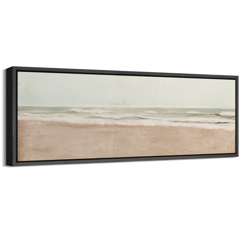 «Coastal Beach Serene Shoreline Abstract Beach», reproduction sur toile encadrée, H 20 po x l 60 po, Noir, noir, noir, noir