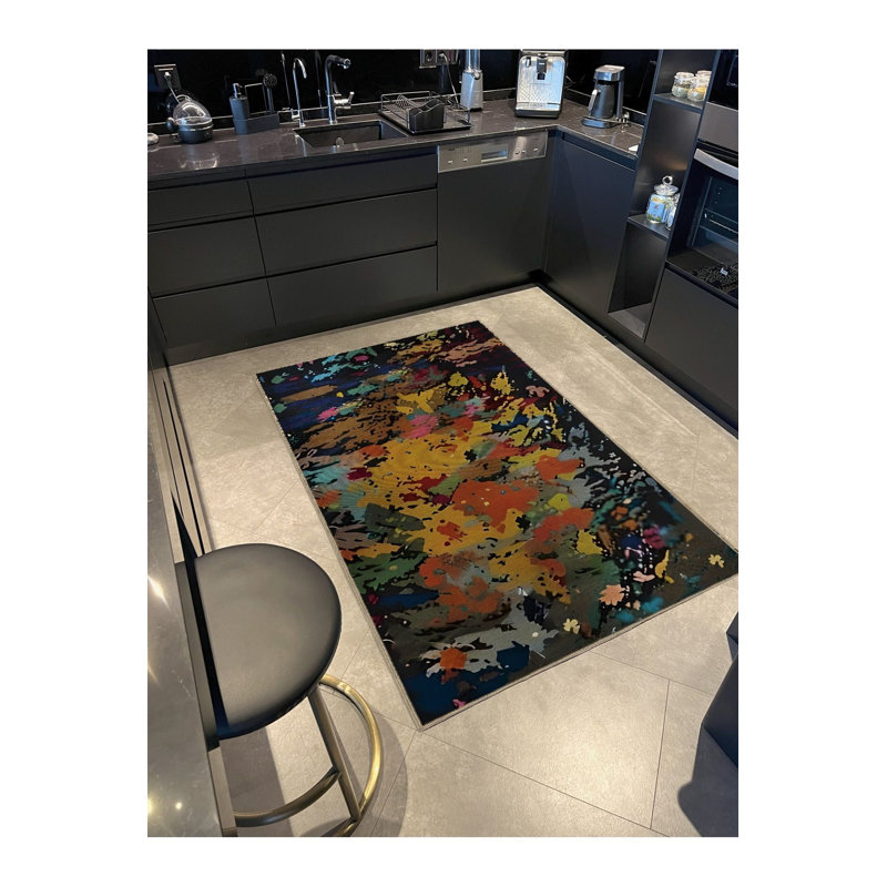 Tapis décoratif multicolore à motif abstrait et créatif, Rectangulaire 3 pi 11 po x 5 pi 11 po