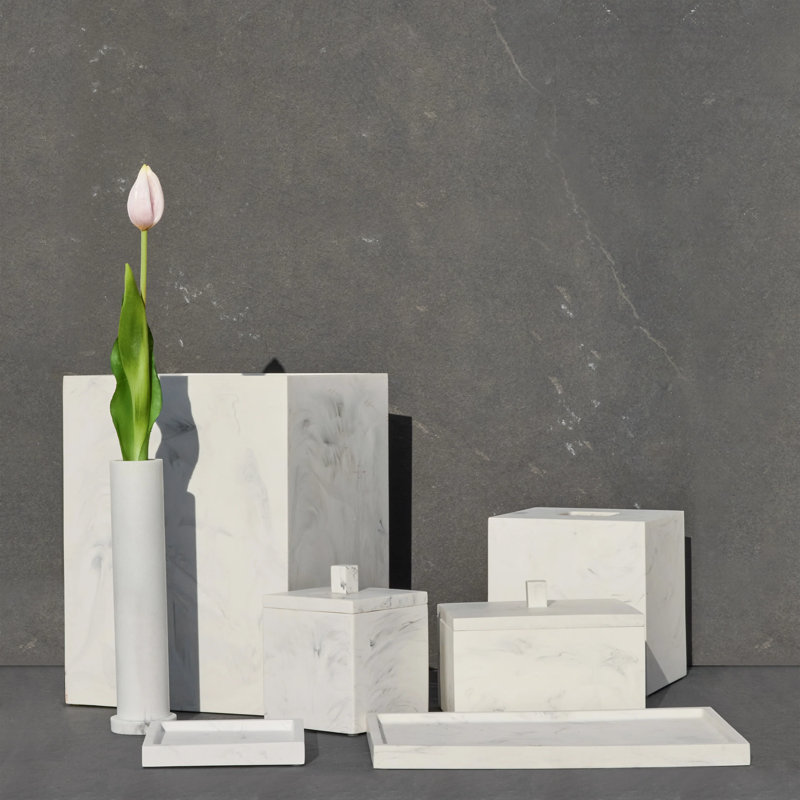 Marble Matte Resin Waste Bin