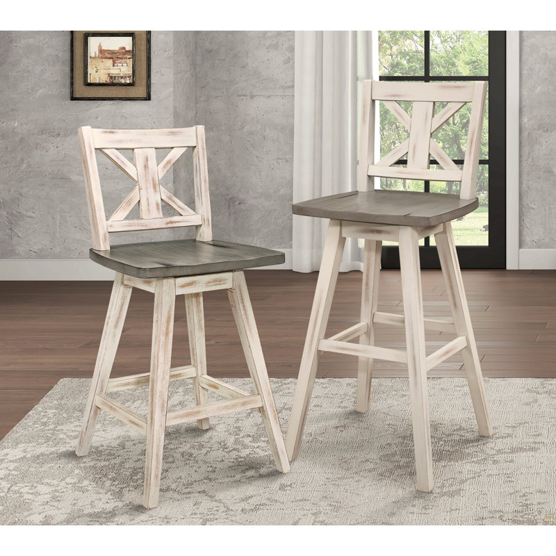 Ensemble de 2 chaises à hauteur de comptoir, pivotant à 360 degrés, Blanc