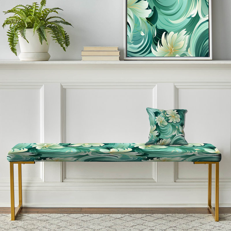 Banc rembourré à motif floral Green Mint