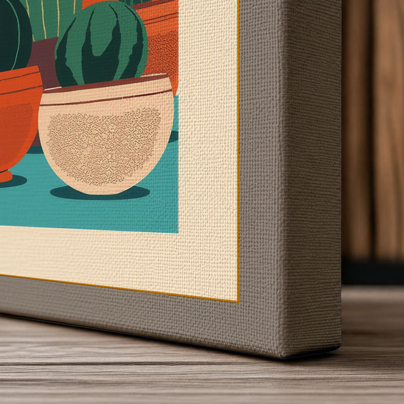 Desert Garden Mid-Century - Wrapped Canvas, 30x20 - 76.2 x 50.8 cm, Taupe Border