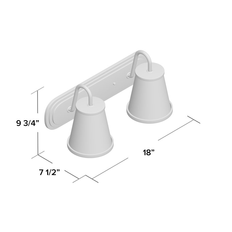 Éclairage de salle de bain à intensité variable 2 lumières Malmesbury, Fer vieilli
