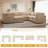 Modular U-shaped Sectional Plush Corduroy Sofa With Movable Ottoman-1999166938