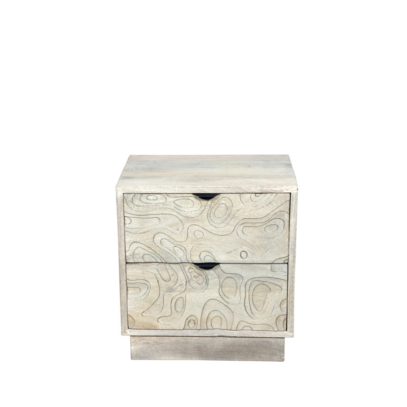 Table de chevet 2 tiroirs, Blanc